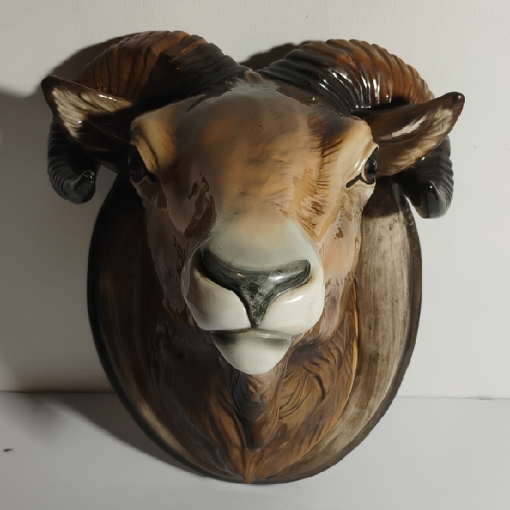 Vintage Giovanni Ronzan Italian Ceramic Ram Head Signed & Numbered 45th